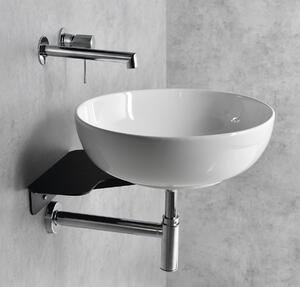 Sapho Tetris, nástenné okrúhle umývadlo s držiakom pre podomietkovou batériu, 415x140mm, biela, TZ429-02