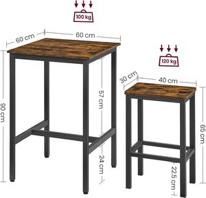 VASAGLE Súprava barového stola a dvoch stoličiek