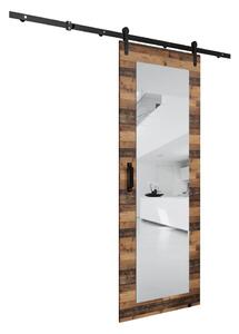 Posuvné dvere s kovaním a zrkadlom LEONTINA 2 - 90 cm, old style