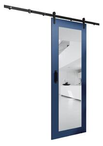 Posuvné dvere s kovaním a zrkadlom LEONTINA 2 - 90 cm, modré
