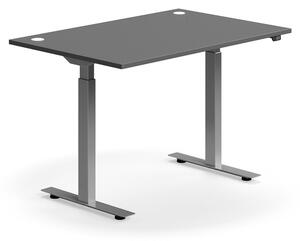 Výškovo nastaviteľný stôl FLEXUS, rovný, 1200x800 mm, strieborný rám, šedá