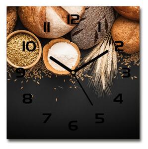 Sklenené hodiny štvorec Pečivo a pšenice