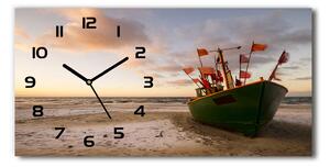 Vodorovné Sklenené hodiny na stenu Rybárska loď pláž
