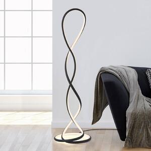 Paul Neuhaus LED stojacia lampa Twist, čierne, výška 143 cm, Čierna, Obývacia izba / jedáleň, Hliník, Moderný