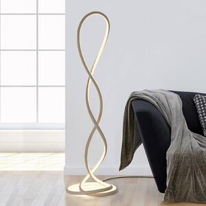 Paul Neuhaus LED stojacia lampa Twist, piesková farba, výška 143 cm, Krémová / jantárovo žltá, Obývacia izba / jedáleň, Hliník, Moderný
