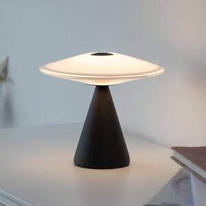 Paul Neuhaus stolová LED lampa Elipsa, biela/čierna, stmievateľné, Biela / opálová, Obývacia izba / jedáleň, Sklo, Stojacie svietidlo