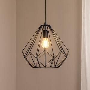 Závesné svietidlo Diamond, čierne, kov, Ø 37 cm, E27, Čierna, Obývacia izba / jedáleň, kov, Moderný, Závesné svietidlo