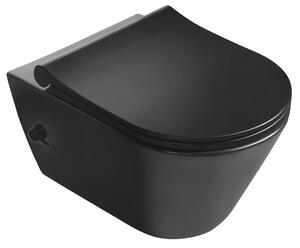 Sapho AVVA závesná WC misa Rimless, integrovaná batéria a bidet. spŕška, 35,5x53 cm, čierna mat