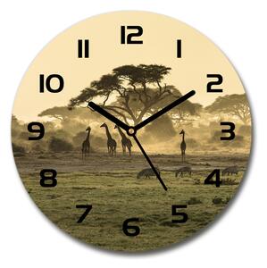 Sklenené hodiny okrúhle Žieravé na savane