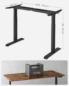 SONGMICS Drevený písací stôl nastaviteľný - čierna - 107,5-175x69-115x60 cm