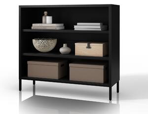 Čierny kovový regál s policami LUCA Modern 1000 x 900 x 350 mm