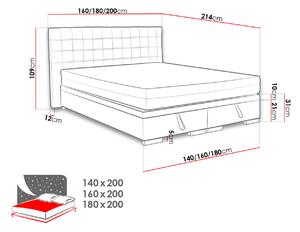 Čalúnená manželská posteľ s úložným priestorom 140x200 MARNE 1 - šedá