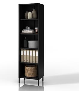 Čierny kovový regál na knihy MARIO Modern 500 x 1800 x 350 mm