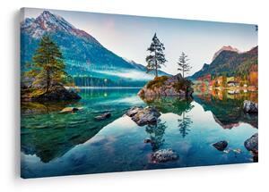 Obraz - Jazero Hintersee, Bavorské Alpy, Rakúsko (90x60 cm)