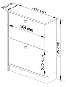 2 krídlový botník 60 cm, biely