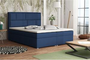 Boxspringová manželská posteľ s úložným priestorom 180x200 IVENDORF 1 - tmavá modrá + topper ZDARMA