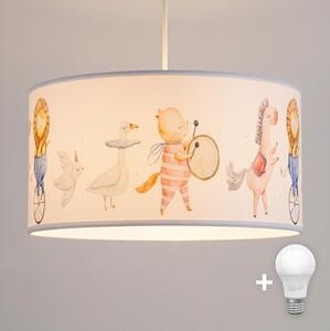 Brilagi - LED detský luster na lanku BOBO 1xE27/60W/230V pr. 35 cm biela/zvieratká