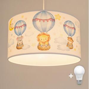 Brilagi - LED detský luster na lanku BOBO 1xE27/60W/230V pr. 35 cm biela/so zvieratkami