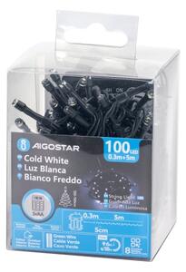 Aigostar - LED vonkajší svetelný reťazec 100xLED/8 funkcií 3xAA 5,3 m IP44 studená biela