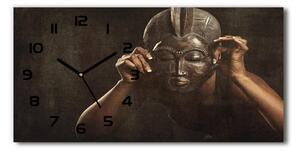 Vodorovné Sklenené hodiny na stenu Africká maska