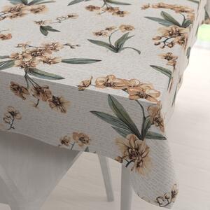 Biante Bavlnený obdĺžnikový obrus Sandra SA-624 Hnedé orchidey na bielom 50x100 cm