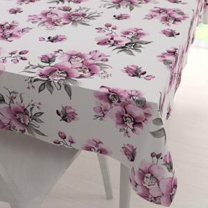 Biante Bavlnený obdĺžnikový obrus Sandra SA-623 Lila orchidey na bielom 50x100 cm