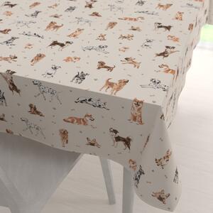 Biante Bavlnený obdĺžnikový obrus Sandra SA-620 Psí kamaráti na krémovom 50x100 cm