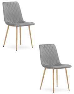 Set 2 kresiel TURIN - svetlosivý zamat / nohy vo farbe dreva