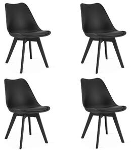 Set 4 stoličiek MARK čierne / čierne nohy