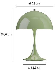 Louis Poulsen Akumulátorová lampa Panthella PORTABLE 250 machovo zelená IP44, Zelená, Obývacia izba / jedáleň, Plast, Moderný, Stolová lampa