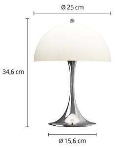 Louis Poulsen Akumulátorová lampa Panthella PORTABLE 250 chróm/béžová, Chrómová / strieborná, Obývacia izba / jedáleň, Plast, Moderný, Stolová lampa