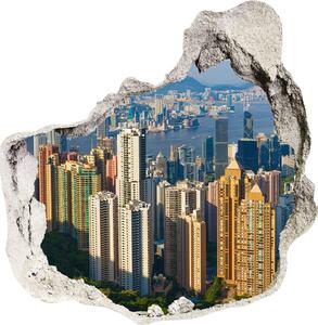 Díra 3D ve zdi nálepka Hong kong panoráma nd-p-90238708