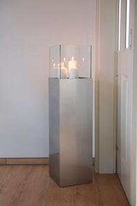 Dekoratívny svietnik / stĺp CANDELA, hliníkový kompozit, výška 100 cm, strieborná metalíza