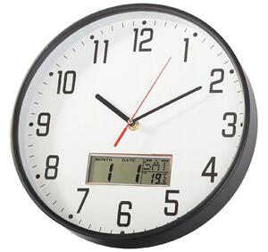 Verk 27456 Analógové nástenné hodiny s kalendárom, 30 cm, čierne
