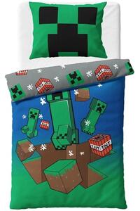 Obojstranné bavlnené posteľné obliečky Minecraft Creeper Explode - 100% bavlna - 70 x 90 cm + 140 x 200 cm