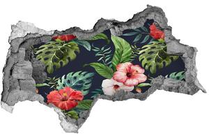 Nálepka 3D diera betón Tropické kvety nd-b-73937093