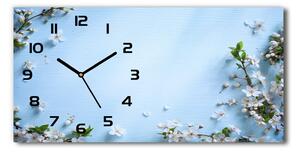 Vodorovné Sklenené hodiny na stenu Kvety višne pozadia
