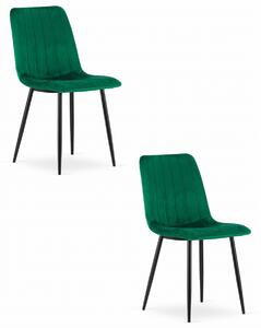 Set 2 kresiel LAVA - tmavozelený zamat / čierne nohy