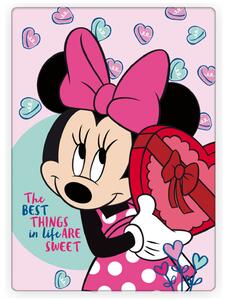 DETSKÁ FLEECOVÁ DEKA MINNIE 100X140 CM VZOROVANÁ