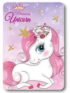 DETSKÁ FLEECOVÁ DEKA UNICORN 100X140 CM VZOROVANÁ