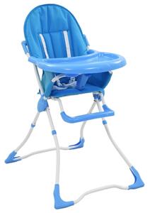 Vysoká detská jedálenská stolička modrá a biela