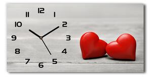 Vodorovné Sklenené hodiny na stenu Srdce na dreve