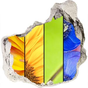 Nálepka fototapeta 3D výhľad betón Farebné kvety