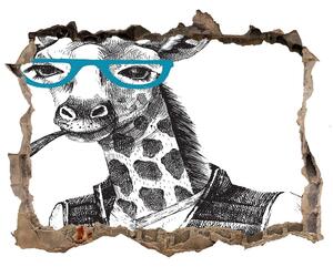 Díra 3D fototapeta nálepka Žirafa okuliare nd-k-122012386