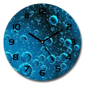Sklenené nástenné hodiny okrúhle Bubliny pod vodou