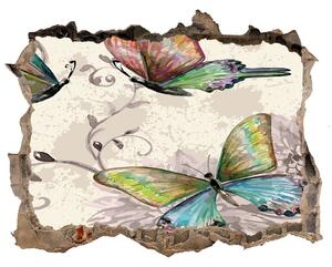 Díra 3D foto tapeta nálepka Motýle a kvety nd-k-90122536