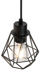 Vidiecka závesná lampa čierna s dreveným 4-svetlom - Chon
