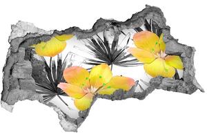 Nálepka 3D diera betón Tropické kvety nd-b-112718901