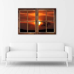 Obraz na plátne Okno - západ slnka Rozmery: 60 x 40 cm
