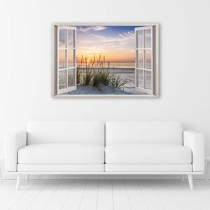 Obraz na plátne Okno s výhľadom na pláž Rozmery: 60 x 40 cm